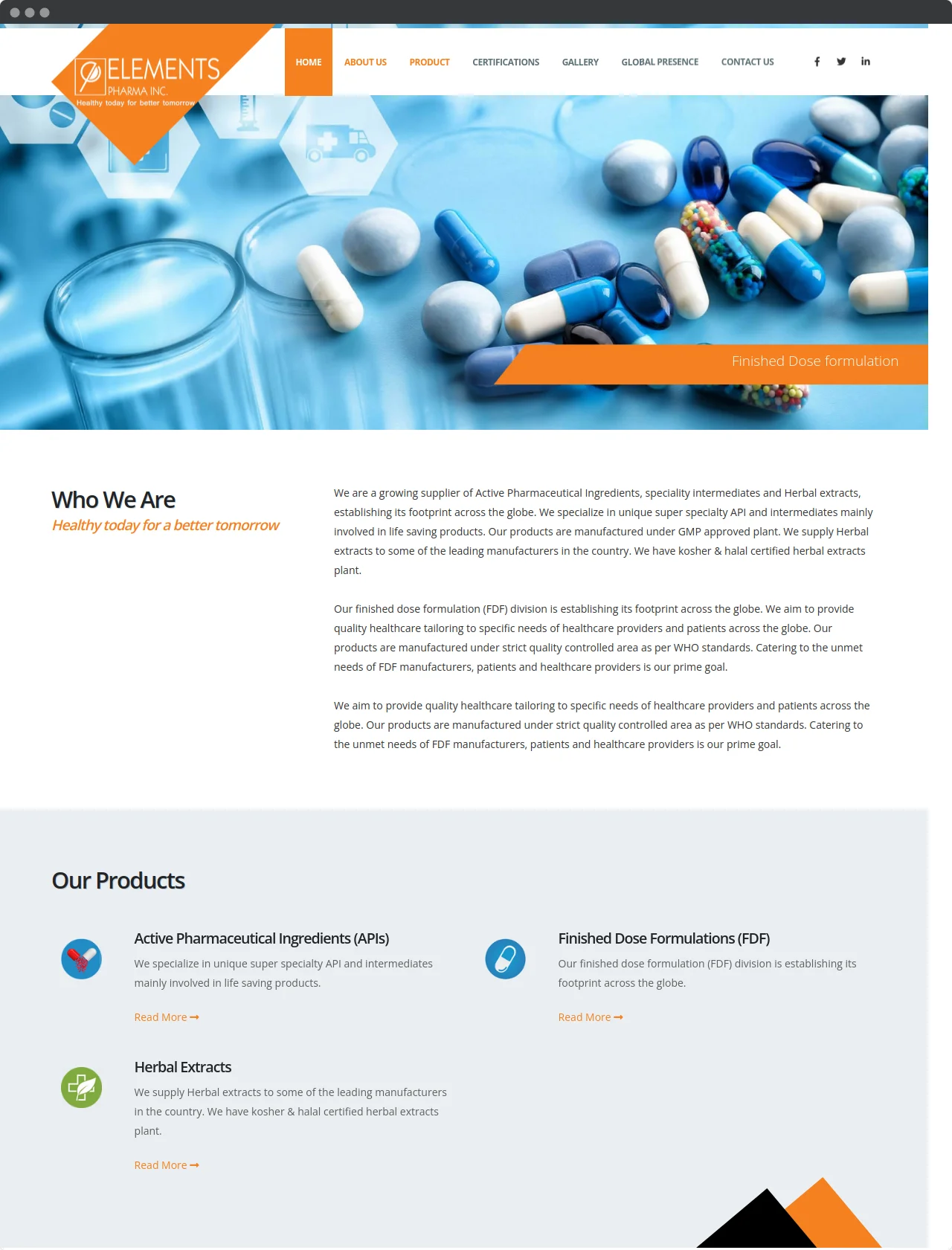 Elements Pharma Website